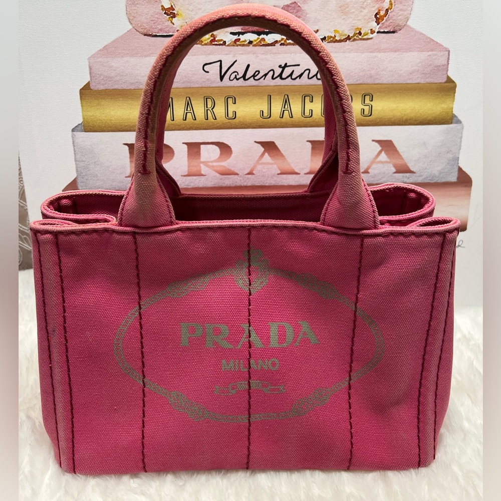 Prada Pink Canvas Tote Bag